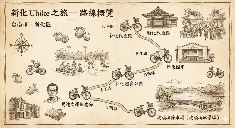 遊程規劃的地圖產製以新化景點為主