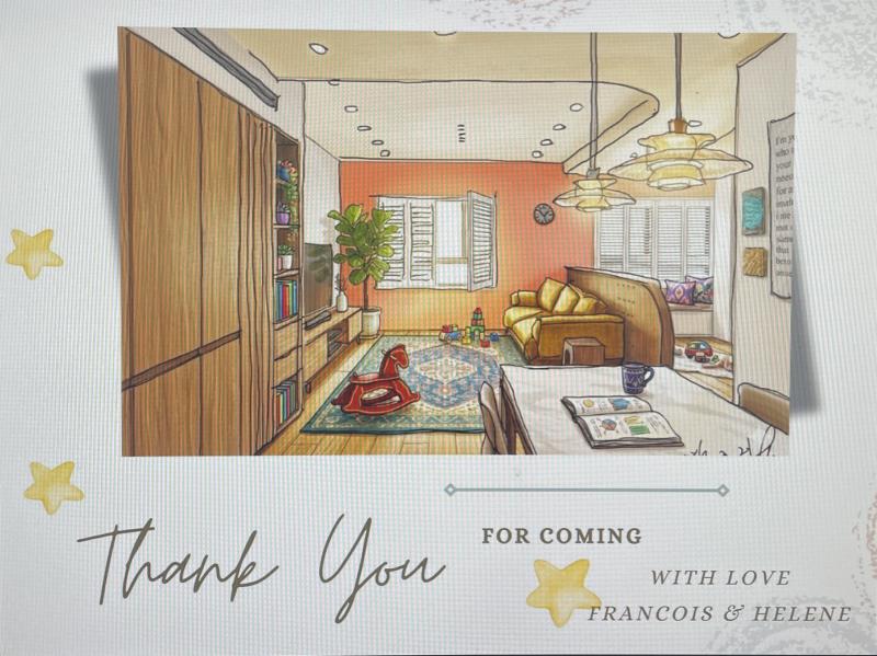 在老師的巧思下，學員用Ai繪畫出獨一無二的貼圖，製作成明信片。