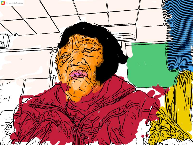 原本以為平板電腦只是年輕人的玩具，沒想到竟然可以像照鏡子一樣畫出自己的模樣，過程既簡單又有趣。