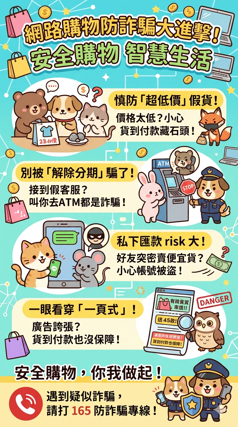 這系列海報展現了學員們優異的數位共學成果。透過 AI 生成技術，學員將艱澀的防詐知識轉化為視覺化的生動語彙。