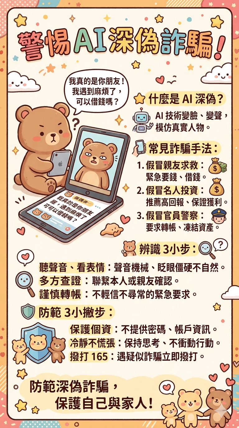 作品內容緊扣時事，精準切中了「AI 深偽技術（Deepfake）」與「網路購物」兩大詐騙熱點。